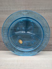 Vtg TIARA Indiana Glass Light Blue Divided NURSERY RHYME Plate 8.25" Child