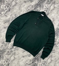 Vintage Loro Piana Knit Wool Lana Sweater 1/4 button Men Size 50 Green