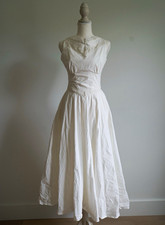 House of CB Scarlett White Cotton Lace Trim Waist Cinch Midi Dress size small