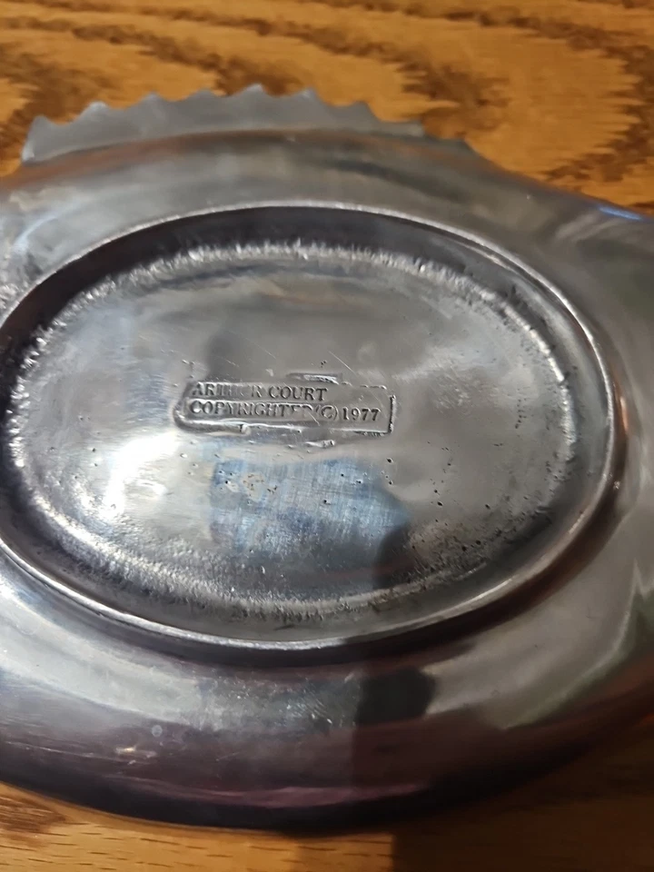 Bandeja para servir pescado de aluminio Arthur Court 1977 de colección ojo de ágata verde (B14) Foto 4 de 4