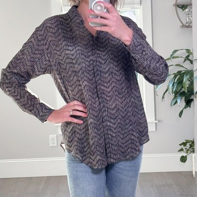 Walter Voulaz  Long Sleeve Silk Button-Up Shirt Size M