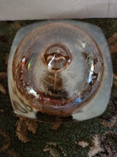 Vintage Jeanette Floragold Dome Glass Butter Dish Excellent! - Picture 2 of 9