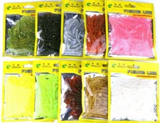 50Pcs T Tail Soft Fishing Baits Grub Worm Lure~11 color choice~FREE USA Shipping