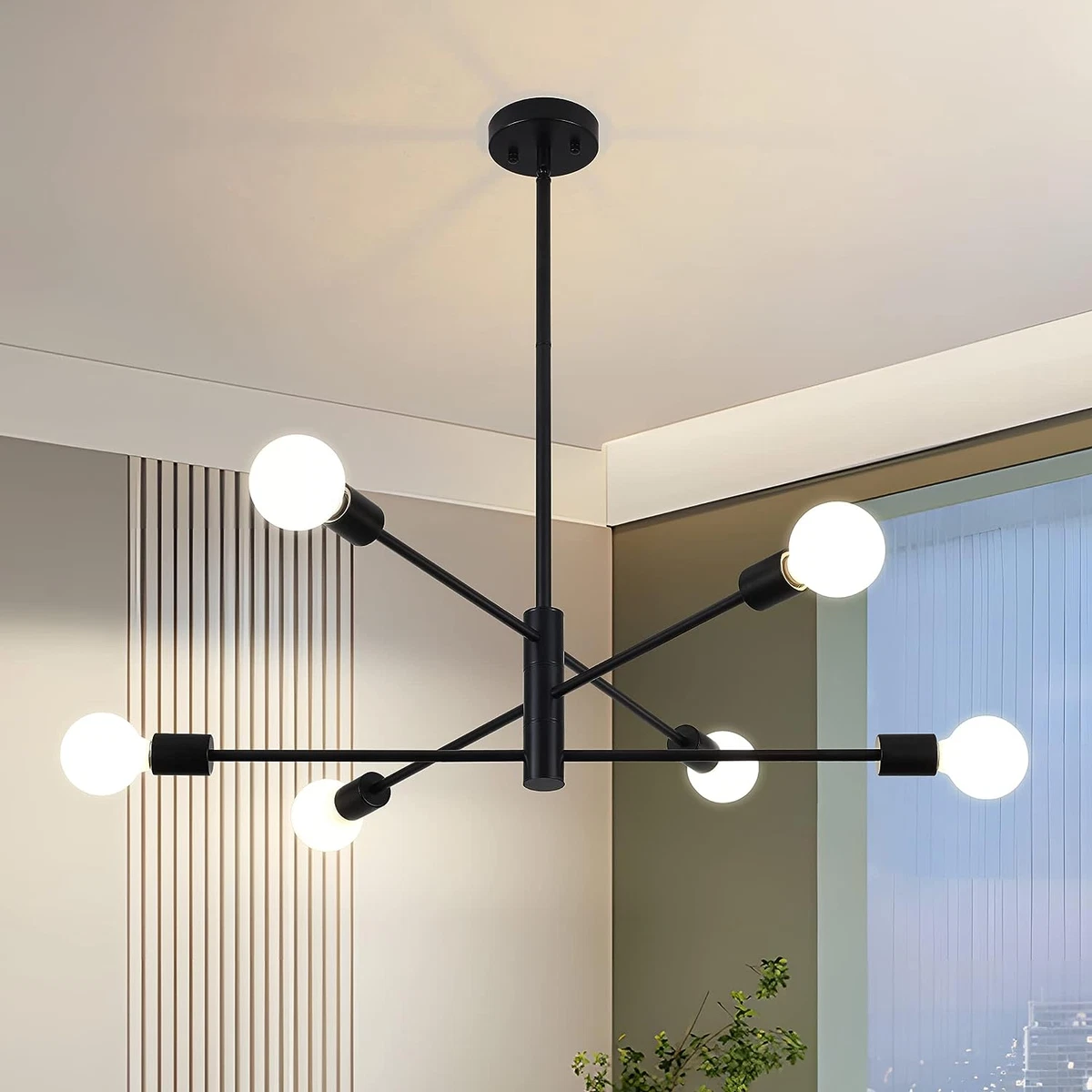 6 Lights Black Sputnik Chandeliers