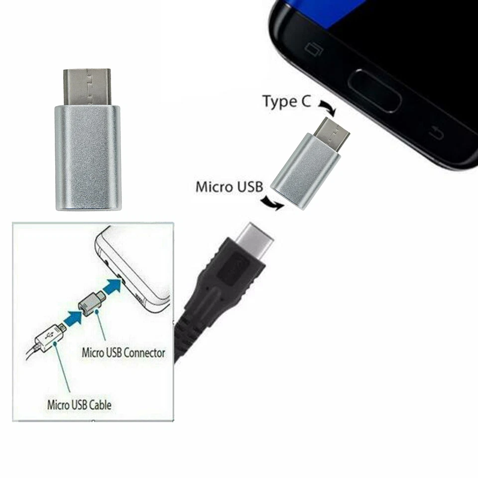 Micro USB to USB-C Converter Charging Adapter Charge Type C using MicroUSB cable - Image 2 of 4