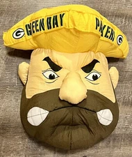Vintage Green Bay Packers Cheese Head Hat NFL Team Heroes Plush Stuffins Pillow