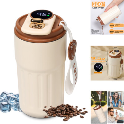 15oz Stainless Steel Tumbler Coffee Cup Mug Vacuum Spill-Proof with LED Display