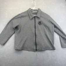 Sostanza Houndstooth Long Sleeve Full Zip Jacket Plus Size 18W with Brooch Pin