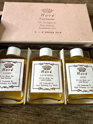 Vintage New Orleans Hove Oil for Rose Jar ,  Rose Jasmin Lavender Set RARE