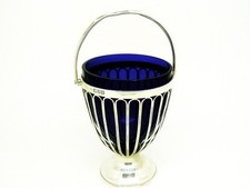 Antique Sterling Silver Sugar Basket,Swing Handle, Haseler Brothers 1909