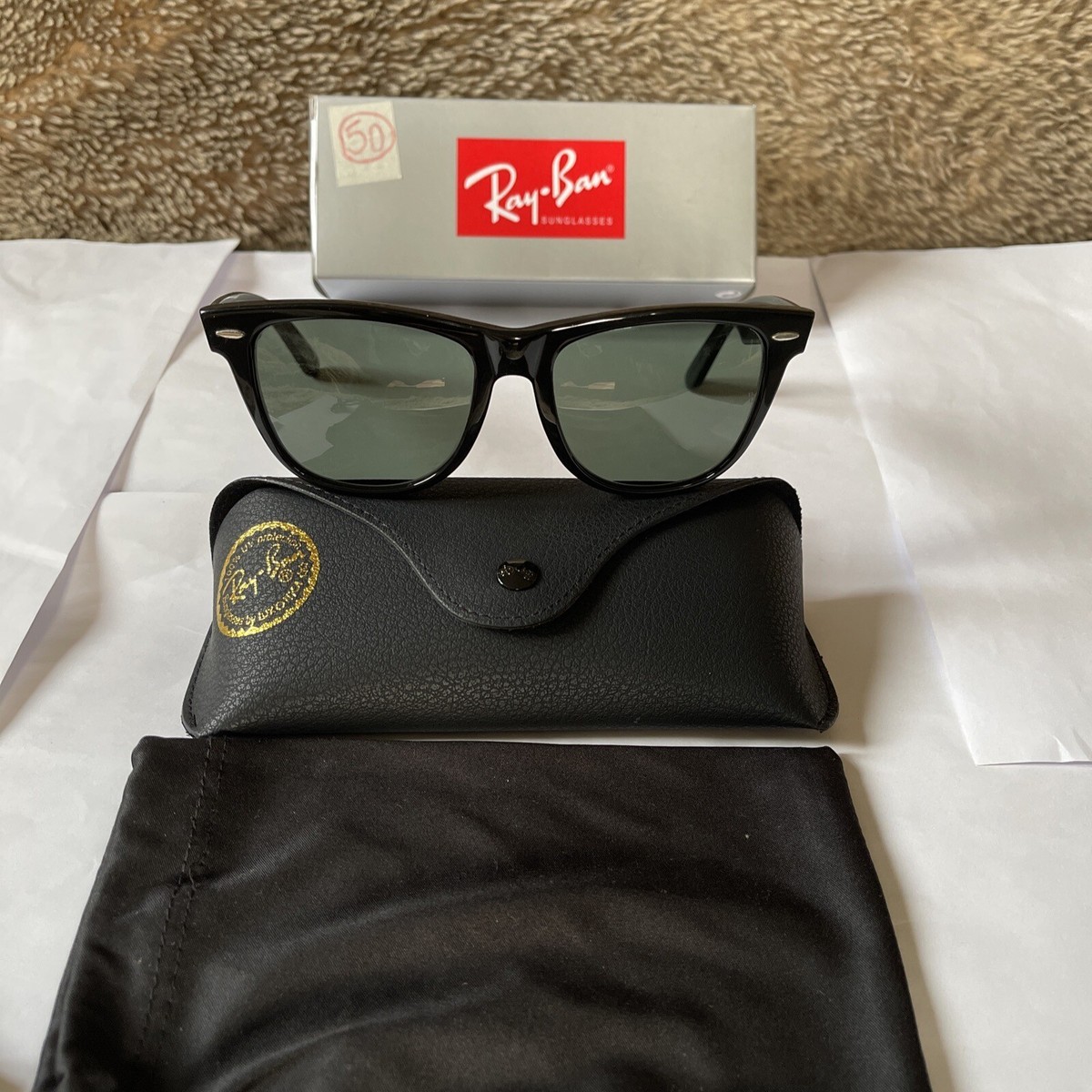 RAY-BAN B&L U.S.A WAYFARER II L1724 VSAS SHINY BLACK G-15 VINTAGE