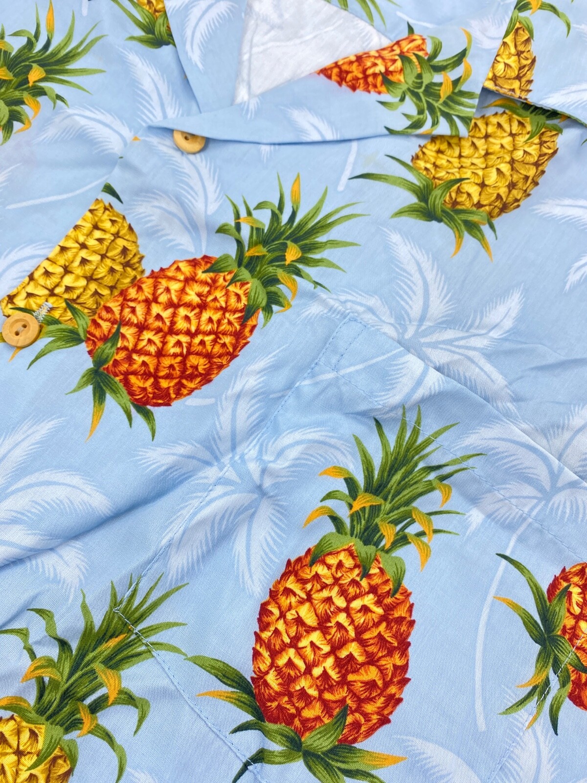 VTG Paradise Found Hawaiian Camp Shirt Pineapples and Palm Trees Sz 2XL
