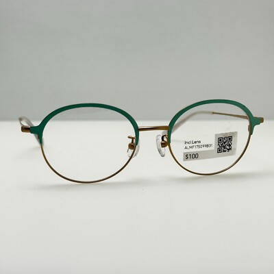Jins Eyeglasses Eye Glasses Frames LMF-17S-099B 31 49-18-142 40 JINS J!NS LMF-17S-099B 31 49-18-142-40 Blue/Gold Full Rim  main image 4