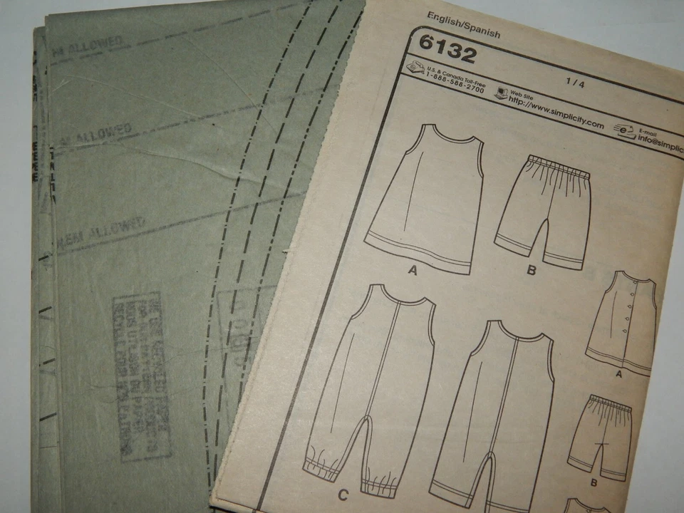 New Look Simplicity 6132 Romper Pants Top Sewing Pattern Infants NB S M L Outfit - Image 3 of 4