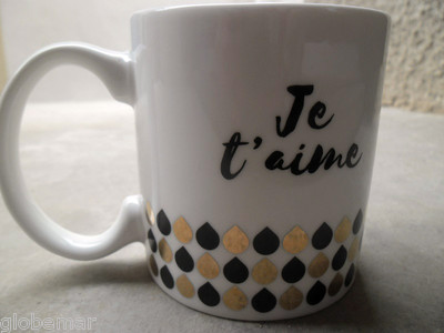 Mug collection Black & Gold noir et doré  Je t'aime