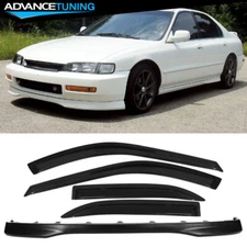 Fits 96-97 Honda Accord Sedan T-R Style PU Front Bumper Lip + Sun Window Visor