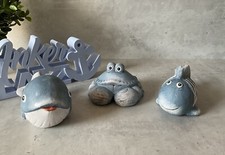 Deko Figuren-Set Keramik Wassertiere Blau Maritim Meer Strand Set 3 Stück