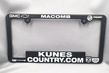 Kunes GMC Chevy Buick Ram Jeep Macomb IL Car Dealer Booster License Plate Frame