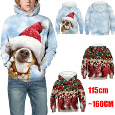 Boys Girls Hoodies Sweatshirt 3D Christmas Print Pullover For Kids 6-16 Years 
