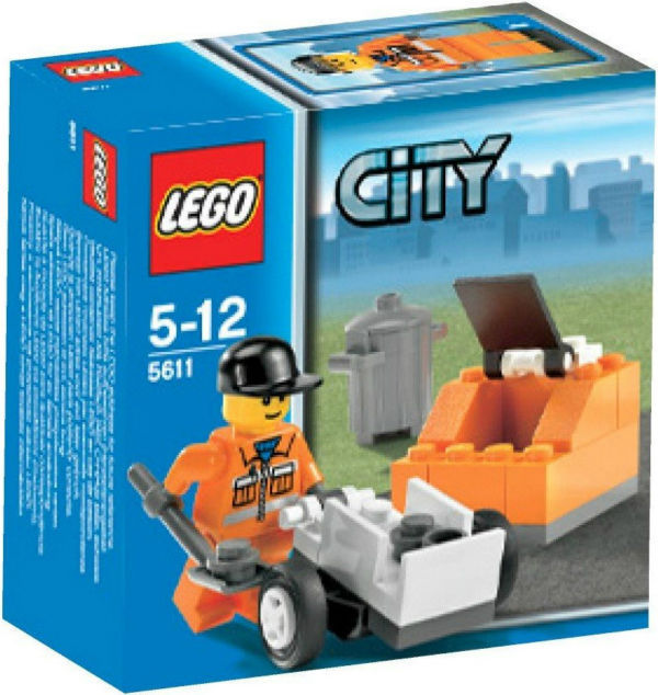 5611 CONSTRUCTION WORKER GARBAGE MAN lego NEW town CITY legos set