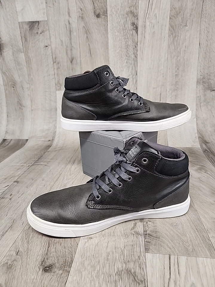 Zapato de caña alta de cuero gris Perry Ellis Portfolio Santa Cruze talla 9,5 para hombre Foto 2 de 4