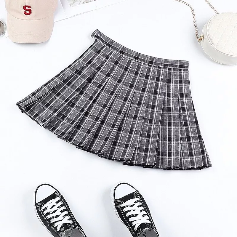 Cool high top waisted plaid skirt