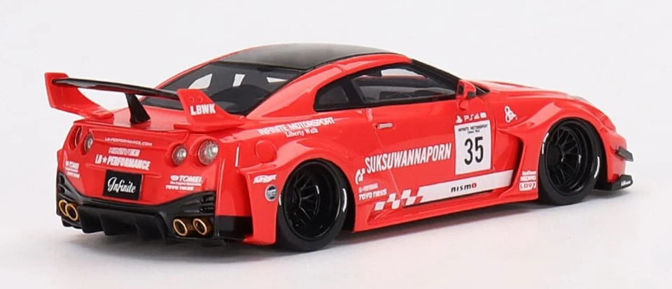 1:43 True Scale NISSAN 35GT-RR VER.1 LB-SILHOUETTE FUNCIONA GT ROJO Y NEGRO LBWK Foto 3 de 4