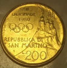 ERRORE DOPPIO BORDO 200 LIRE 1980 LIBERTAS SAN MARINO (1342)