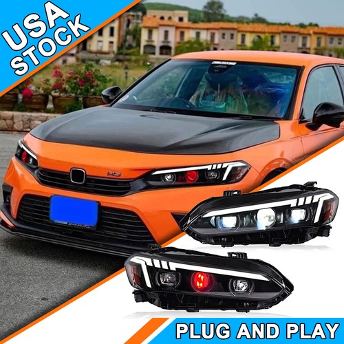LED Headlights for Honda Civic 11th Gen 2022 2023 DRL Red Demon Eye