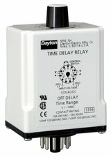 Dayton Single Function Timing Relay, 24VAC/DC, 10A  240V, 11 Pins, DPDT