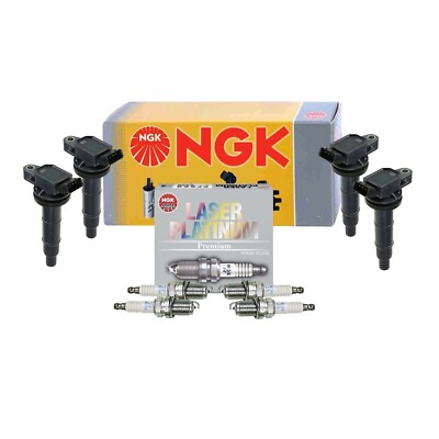 NGK 4 Ignition Coils & 4 Laser Platinum Spark Plugs Kit For Toyota RAV4 Base L4