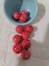 25 pieces 20 mm halloween Red With White Spider Web Wooden Round Beads