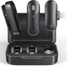 2 Pack Wireless Microphone for iPhone iPad with Charging Case for Podcast Vlog