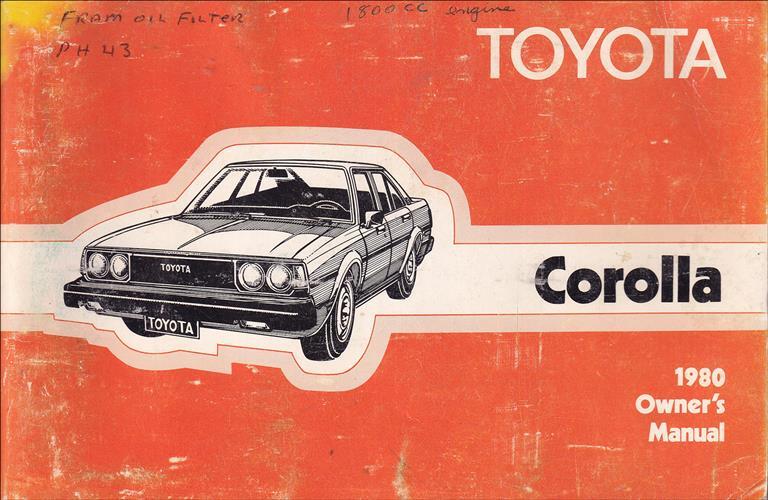 1980 Toyota Corolla Owners Manual Original OEM Owner User