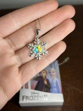 Estate Sterling Silver DISNEY Frozen 2 Aurora Borealis CZ SNOWFLAKE Necklace Box