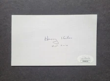 Harry Kalas signed baseball index card BB HOF 2002 Jsa Authenticated