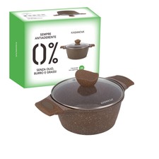 KASANOVA Casseruola 20 cm antiaderente 0 grassi con coperchio marrone Cottura