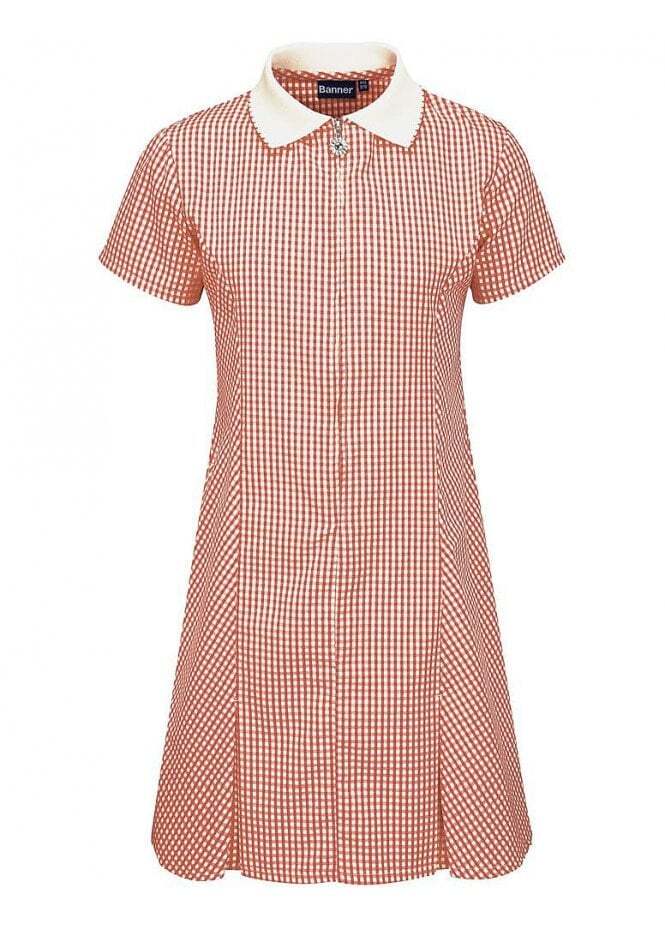 Blue Max Banner School Uniform Junior Avon Zip-Fronted Corded Gingham Dress 9131