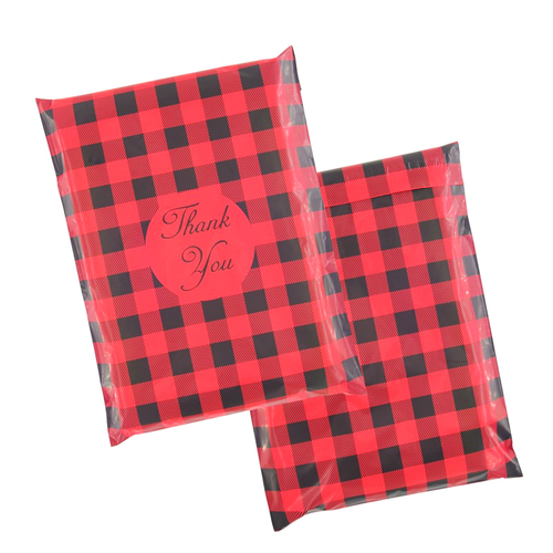 100X Designer Mailer Bags Red Check 10X13'' 25X33Cm Poly Mailing Envelope - Picture 6 of 6
