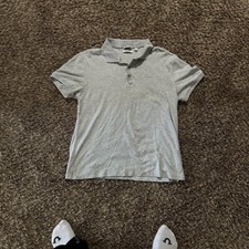 Calvin Klein Polo Shirt Mens S Grey Solid Casual Golf Liquid Touch