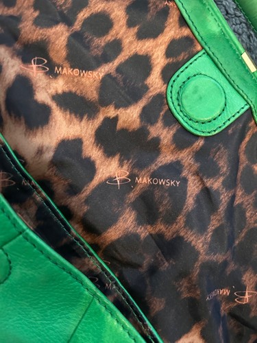 B. Makowsky Handbag- Green Leather- Satchel Hobo style - Picture 9 of 9