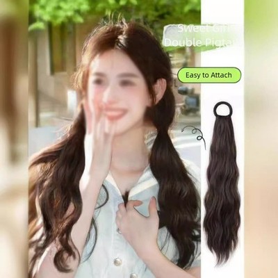 Natural Wavy Ponytail Hair Extensions 45CM Soft Lightweight Easy To Use