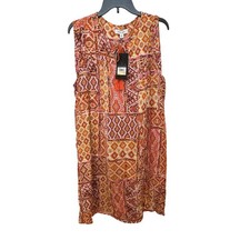Nine West Women's Orange Printed Tassel Neck Dress Size 12-w3205