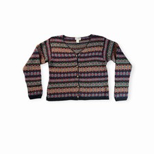 Vintage LL Bean Sweater Fair Isle Cardigan Multicolor Womens Medium USA Made