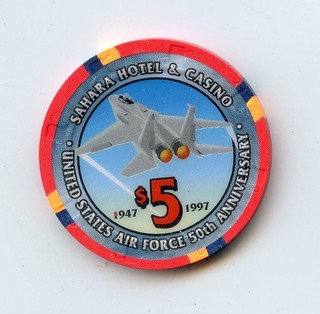 5.00 Chip from the Sahara Casino Las Vegas Nevada Air Force 50th