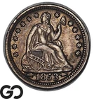 1853 Seated Liberty Half Dime w/ Arrows, Choice Unc+, Scarce Collector Type Coin