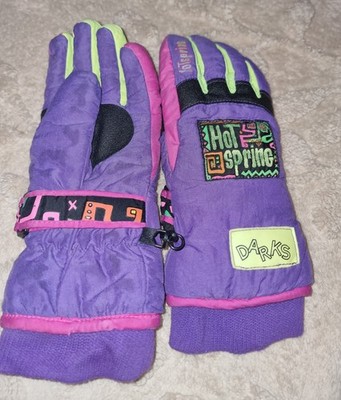 Hot Spring Darks Vintage Skihandschuhe 80er 90er Retro Ski Mode Damen Neon Style