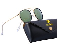Zoelea Round Sunglasses for Men Women Metal Frame Glass Lens UV400 51-22-140