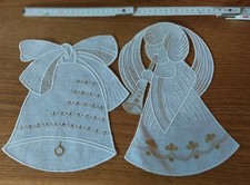 Weihnachtsdeko Engel ca.29cm.TISCH o.Fenster Glocke ca.25 Stoff weiß Unbenutzt  