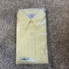 Vintage Towncraft Shirt Mens 16 Yellow Short Sleeve Button Down Penneys 60s